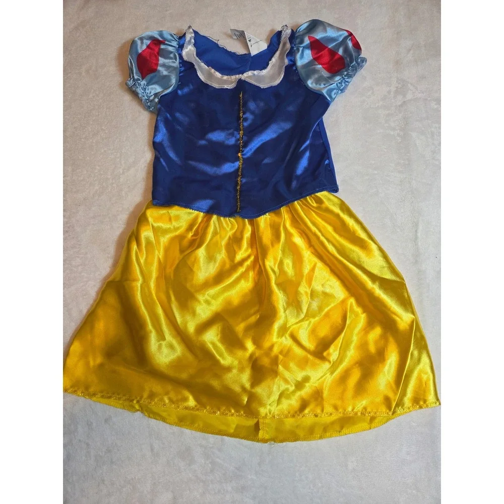 289 Disney Snow White Costume Girls 4-6X Blue Yellow Good Satin Sequin Dress Up